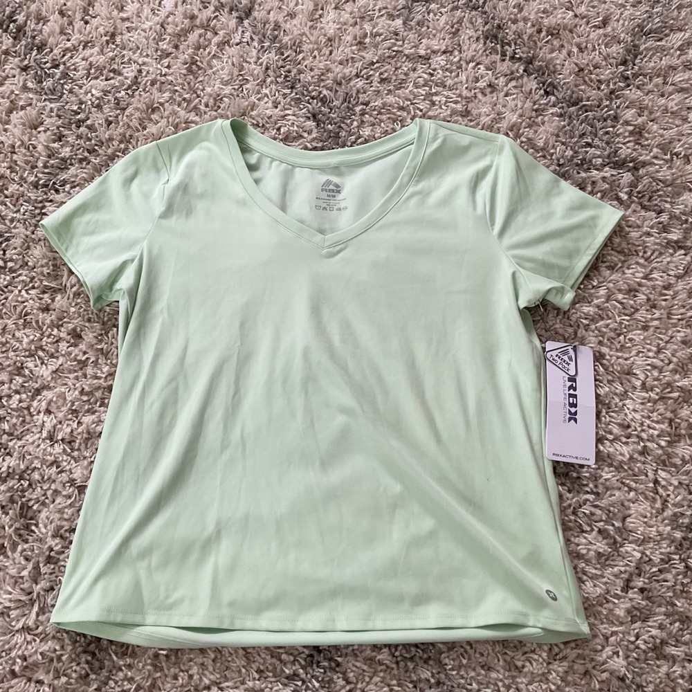 RBX Women's Activewear V Neck Short‎ Sleeve T Shirt Light Green M/M